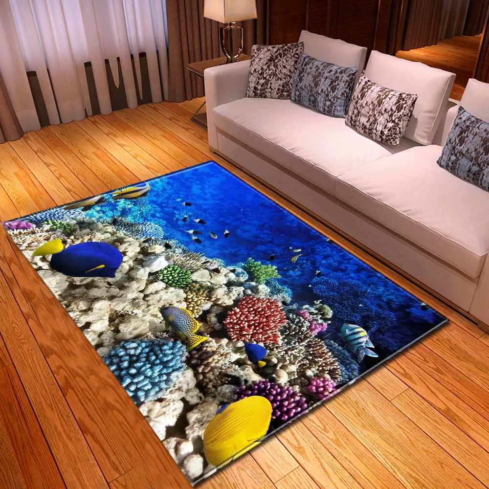 

Ocean Sea Turtle Parlor Carpet Kids Baby Crawling Soft Floor Mat Kitchen Bedside Area Rug Home Decor 3D Living Room Carpet