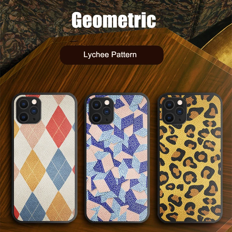 

Luxury Brand Lychee Leopard Hard leather phone case for apple iphone 12 7 8 Plus X XS XR MAX 11 Pro SE 2 protection Cover Coque
