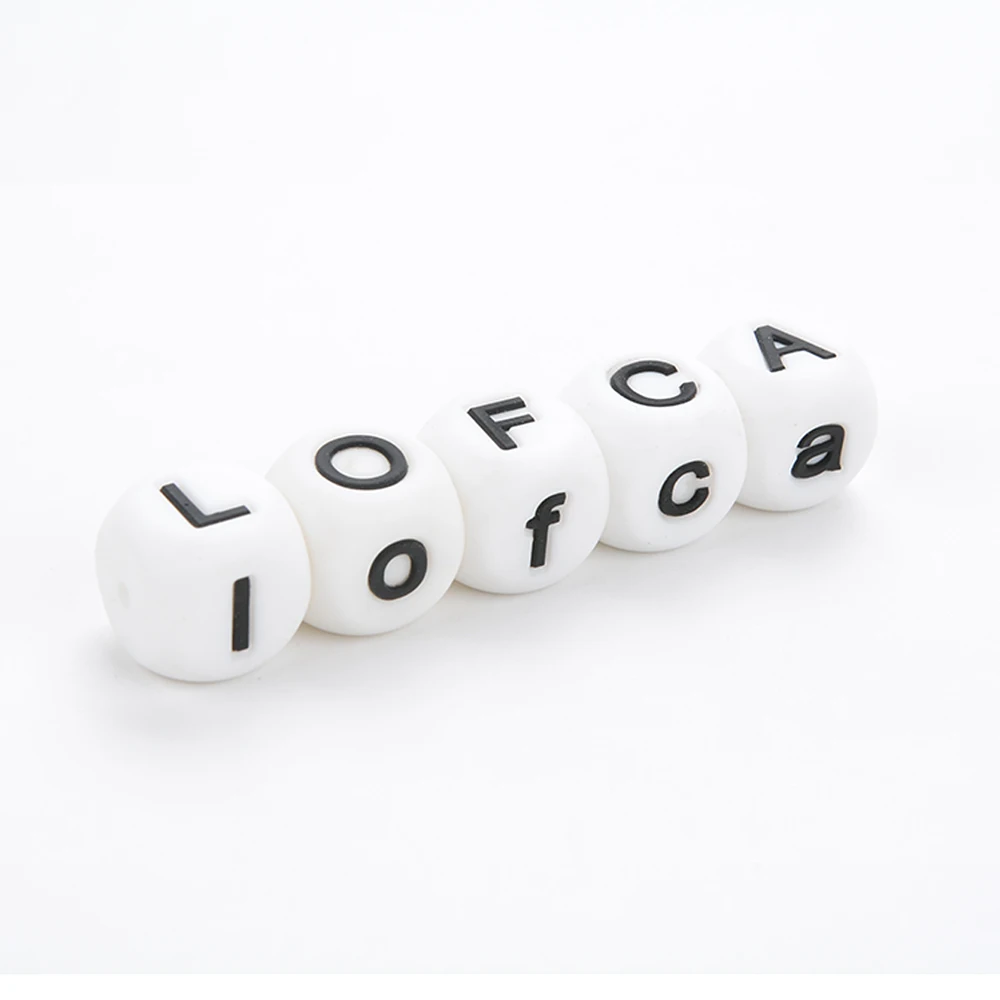 LOFCA-Cuentas de silicona para mordedores de beb&eacute;, abalorios sueltos sin BPA, letras de grado alimenticio, alfabeto, para nombre personalizado, DIY, 100 Uds.-4