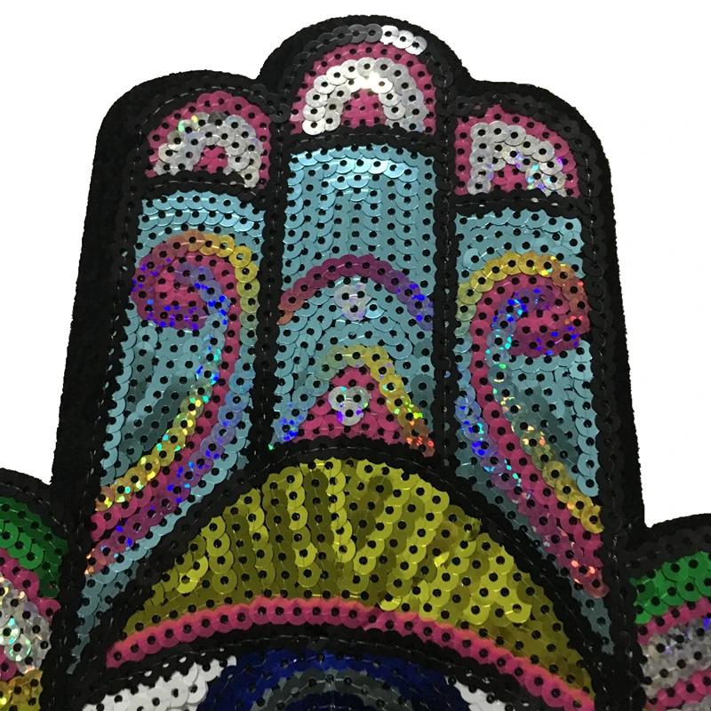 2020 новая большая рука Фатимы блестками гладить на патчи для одежды Красочные Бог