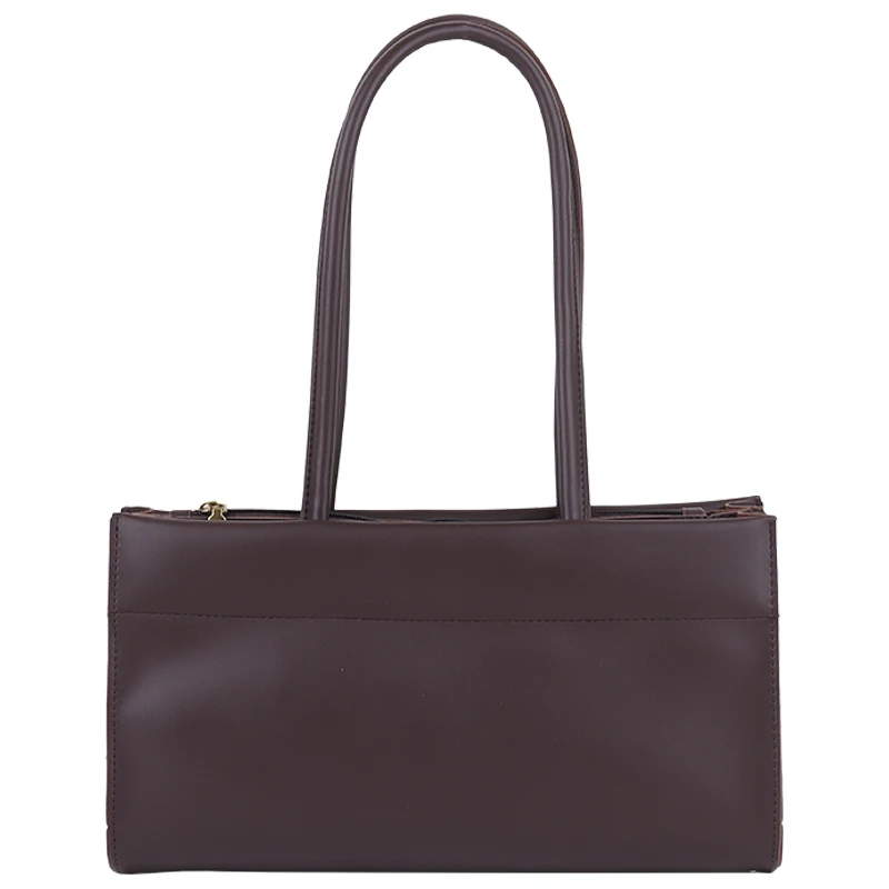 

New PU Leather Tote Solid Color Shoulder Bag for Women Fashion Large Capacity Long Style Zipper Dinner Underarm Bag High Quality