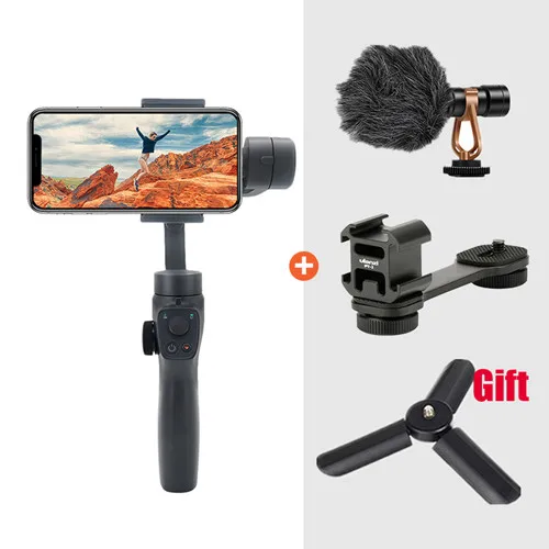 ES117 Mic n hot shoe Beyondsky Eyemind 2 3-осевой Ручной Стабилизатор Gopro Экшн камеры Gimbal для iphone и Android телефон сумка для переноски штатив подарки VS DJI Osmo 2 - Цвет: ES117 Mic n hot shoe