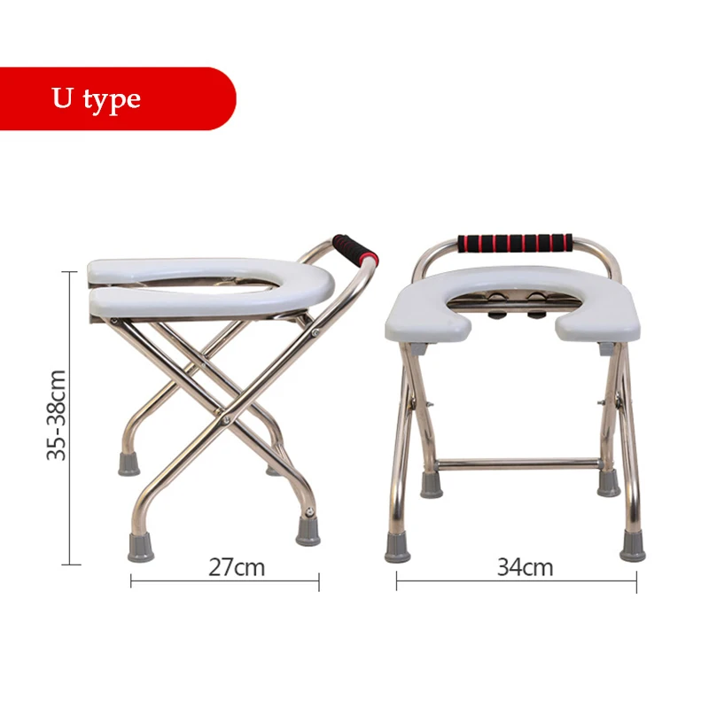 

Foldable Camping Portable Toilet Pregnant Woman Elder Toilet Stool Stainless Steel Mobile Squatting Commode Chair Light Blue New