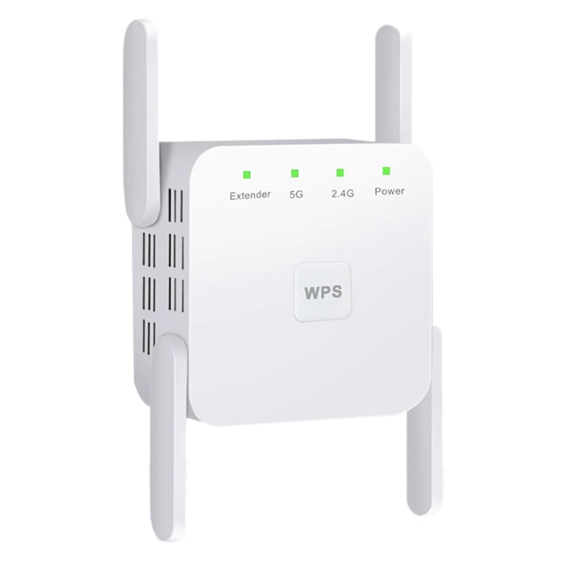 the 2.4G Amplifier Supports 5G Dual Band 1200M Four Antenna Strong WiFi Through Wall Wireless Repeater