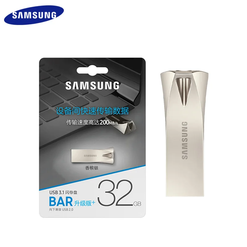 SAMSUNG Pen Drive BarPlus USB 3, 1,  32 , 64 , . 200, 128 , 256 ,  300, - USB, U-