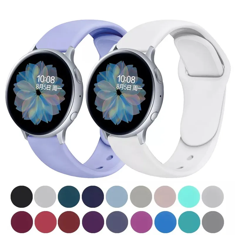 

20mm/22mm watch strap For Samsung Galaxy watch 3 46mm/45mm/42mm Gear S3/Active 2 Silicone bracelet Huawei watch GT 2/2e/pro band