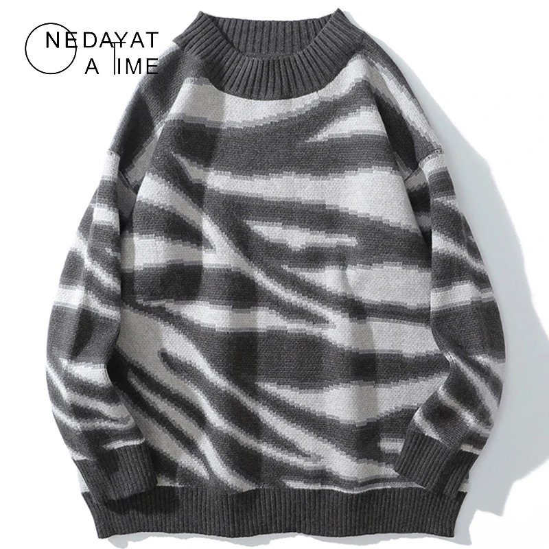 

Harajuku Streetwear Sweaters Classic Striped Simple Loose Jumpers Sweater Hip Hop Fashion Knitwear Men Casual Tops Clothing 2021