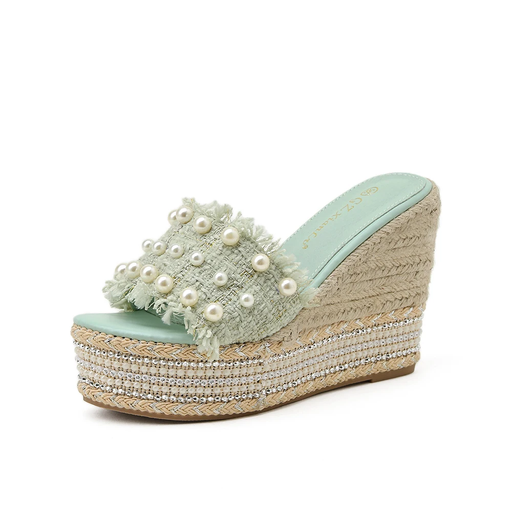 

pearl wedges heel women sanals new women slippers, size 34-40