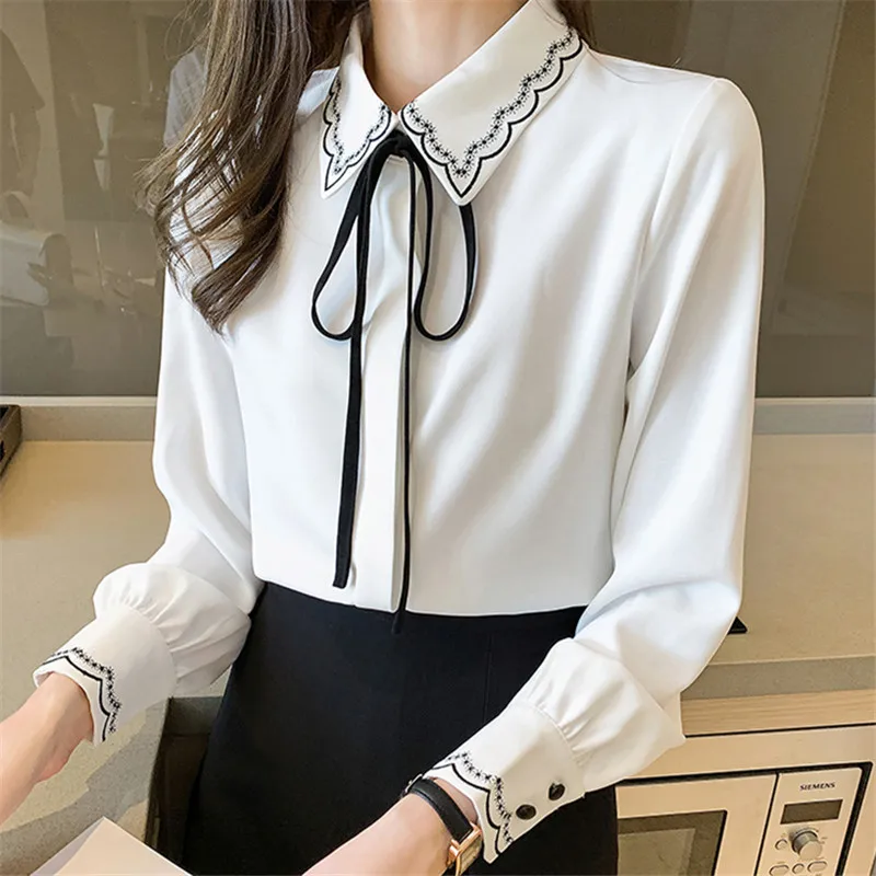 

Chikichi White Chiffon Shirt 2020 Spring and Autumn New All-match Korean Fashion Long-sleeved Women Blouses