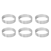 6pcsset home tart stainless steel mousse porous perforated heat resistant kitchen cake ring mold pie for baking multifunction