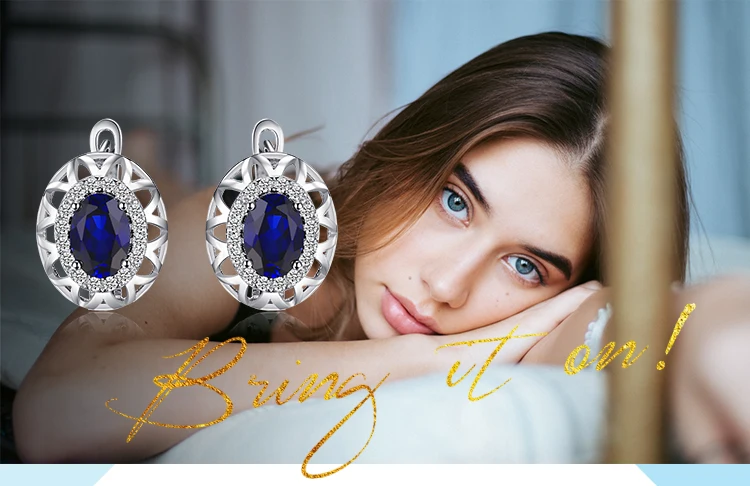 Jewelrypalace 2.4ct создан сапфир уникальный Дизайн клип на Серьги для Для женщин 925 серебро заявление серьги Красивые ювелирные изделия