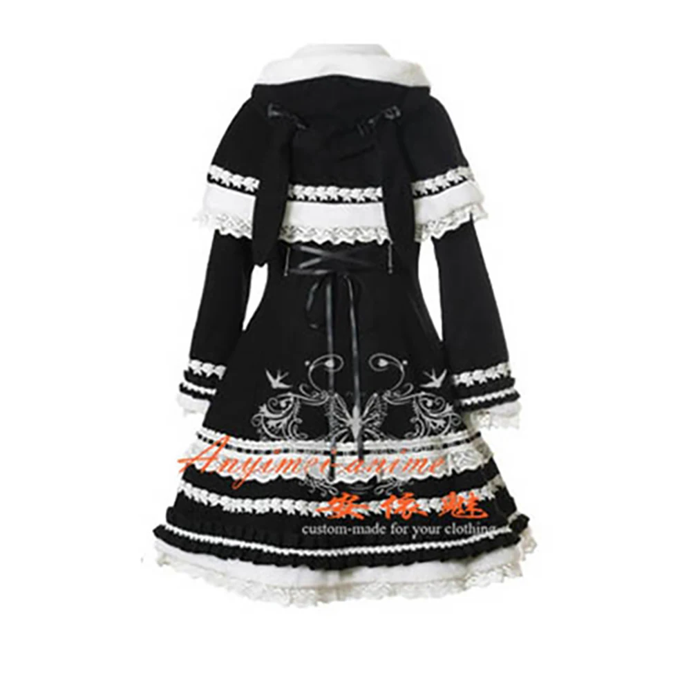 Пальто шерстяное с накидкой в готическом стиле кроликом CD/TV[CK882] |