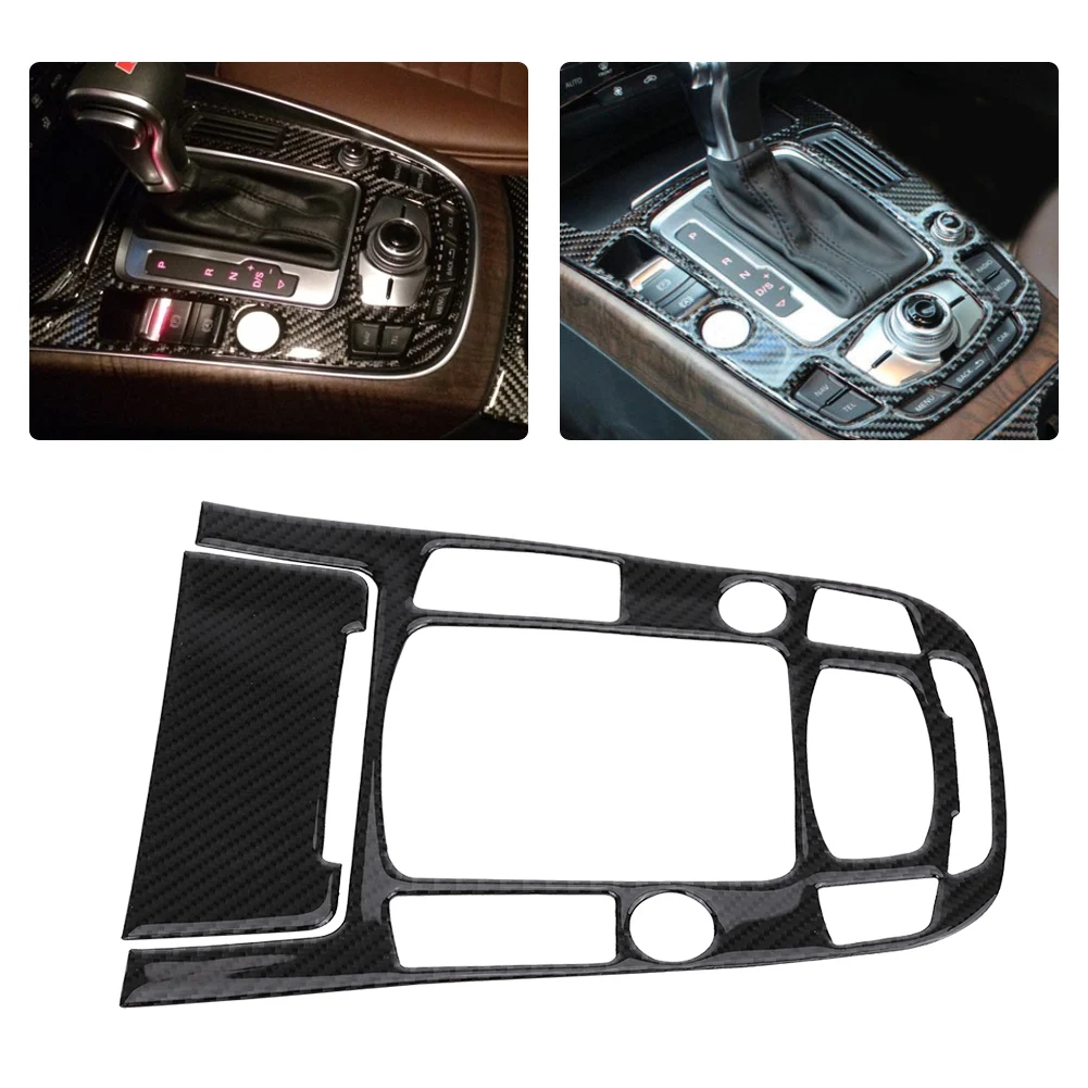 

2pcs Carbon Fiber Car Center Console Gear Shift Panel Cover Trim for Audi A4 colorfast and durable