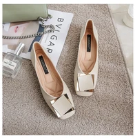 new large size women flats metal square buckle brand women shoes fashion boat shoes casual shoes woman cozy ballet flats 34 43