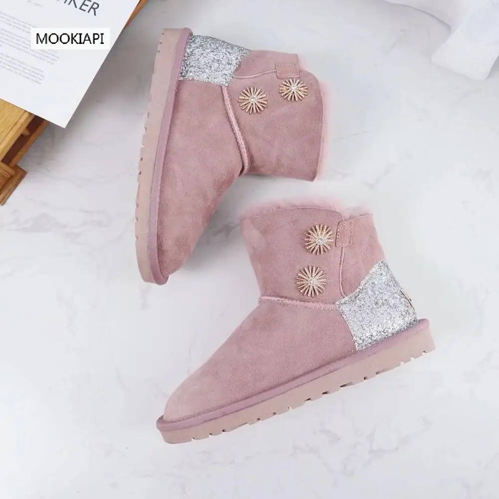 2019 Australian brand snow boots real sheepskin 100% natural wool the latest women's shoes with buckle free delivery | Обувь