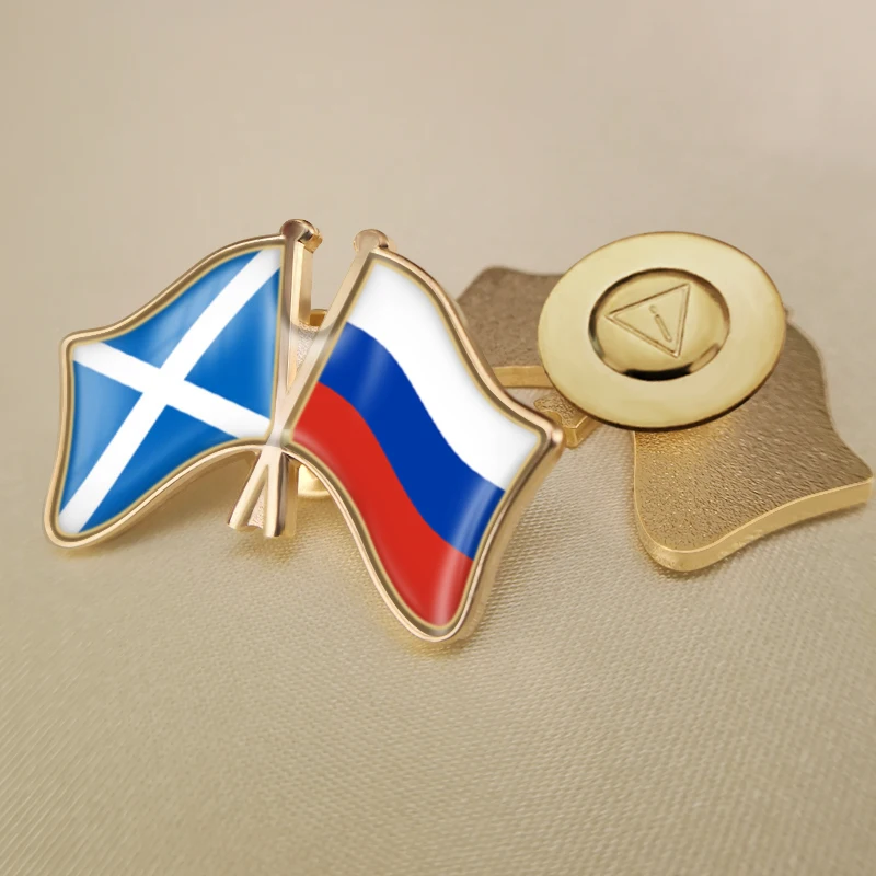 Российская Федерация и Шотландия перекрестные двойной флаг дружбы значков на