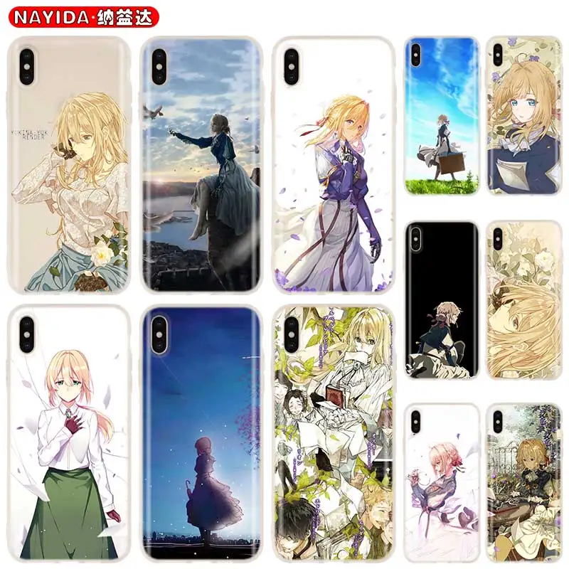 Мягкий силиконовый чехол для iPhone 13 12 11 Pro X XR XS Max Mini 8 7 6s 6 Plus SE 2020 фиолетовый evergarden |