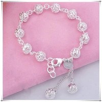 new 925 sterling silver bracelet fashion exquisite ball bracelet for men women charm jewelry wedding gift