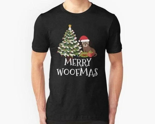 

NEW MERRY WOOFMAS FUNNY DOG CHRISTMAS MEN'S -2 TEE T-SHIRT USA