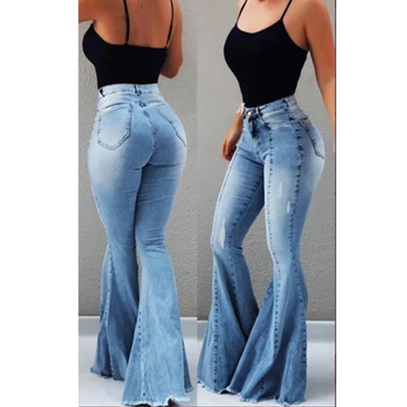 

2019 Vintage High Waist Push Up Female Ripped Jeans For Women Plus Size Wide Leg Pants Denim Flare Mom Jeans Skinny Jeans Woman