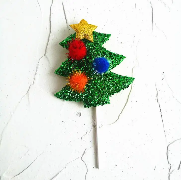 1 шт. Милая блестящая Рождественская елка звезда Лось плюшевый шар капкейк Топпер