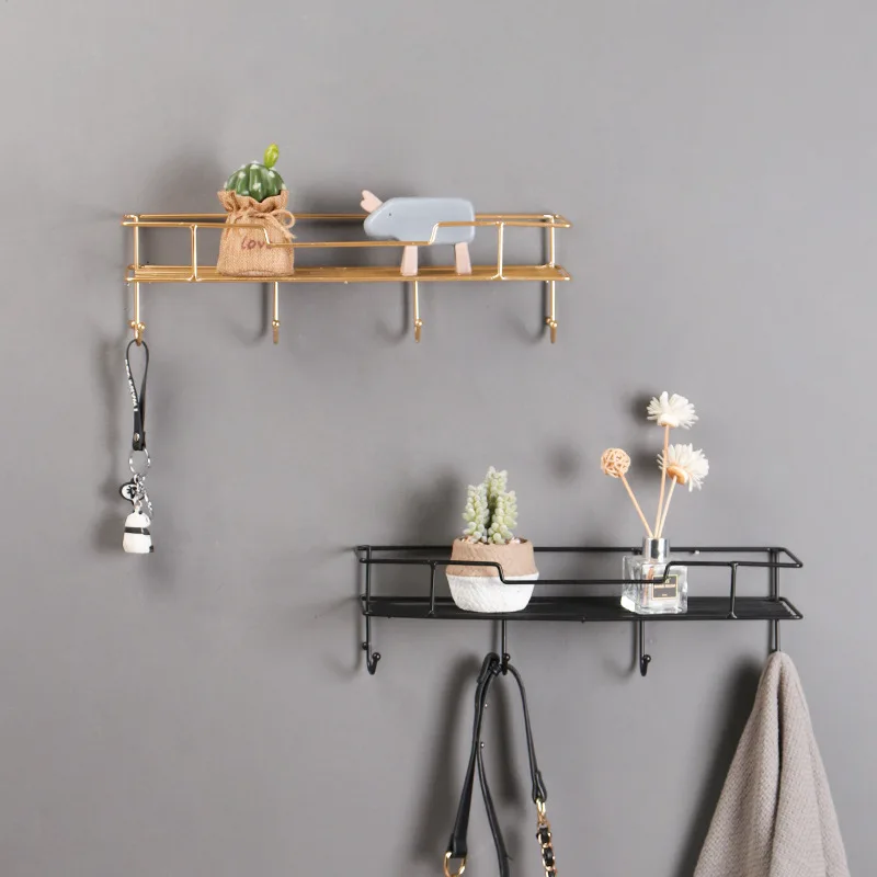 

Creative iron wall shelf hook simple single-layer home wall decoration coat and hat hook