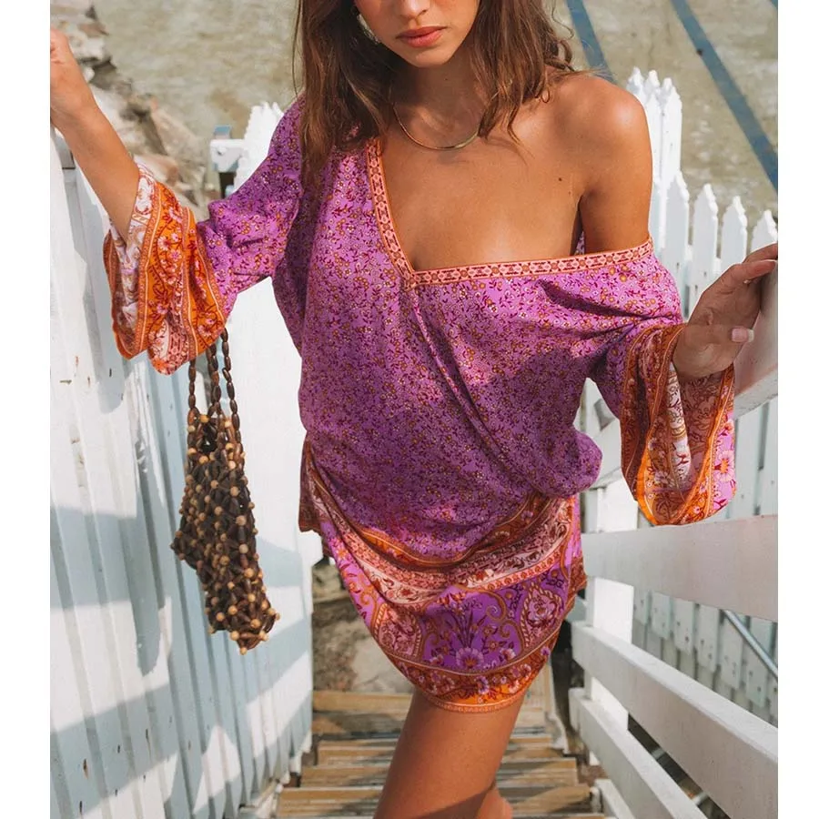 TEELYNN Платье туника сексуальное женское платье с v образным вырезом Пляжное в