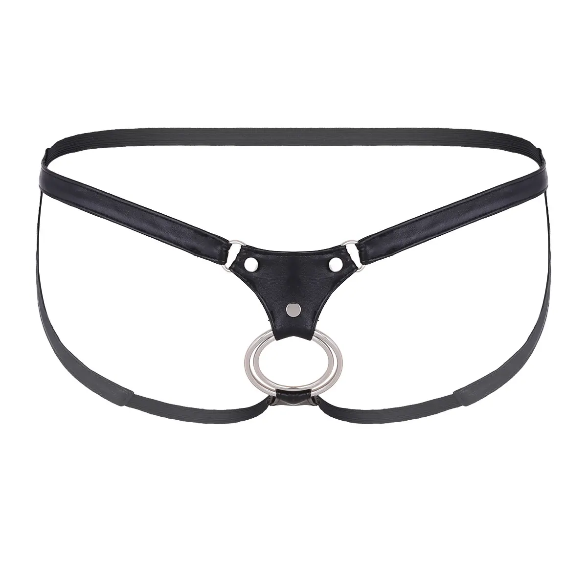 YiZYiF Jockstrap men underwear lingerie sexy pour homme Crotchless Underwear For Men G-string with Metal O-ring string thong |