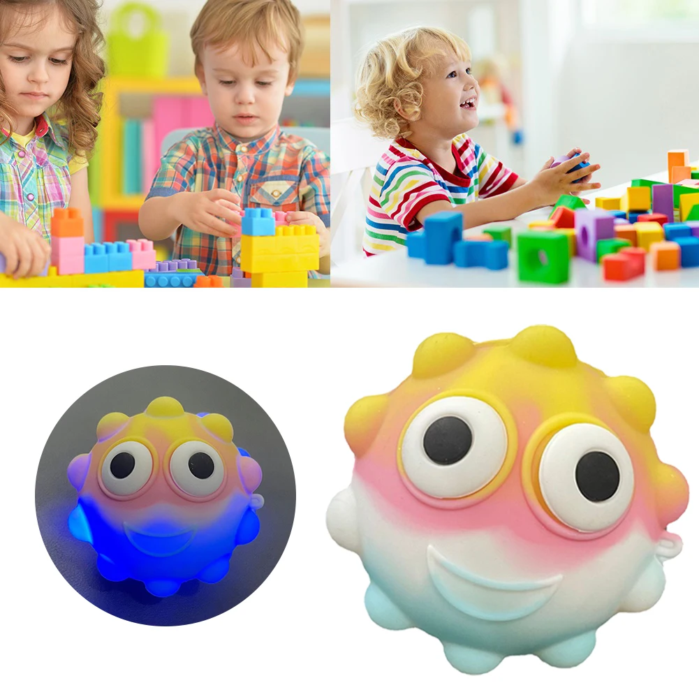 

Push Bubble Decompression Toy Flashing Ball With Smiley Face 3D Luminous Silicone Anti-anxiety Children's Christmas Gift