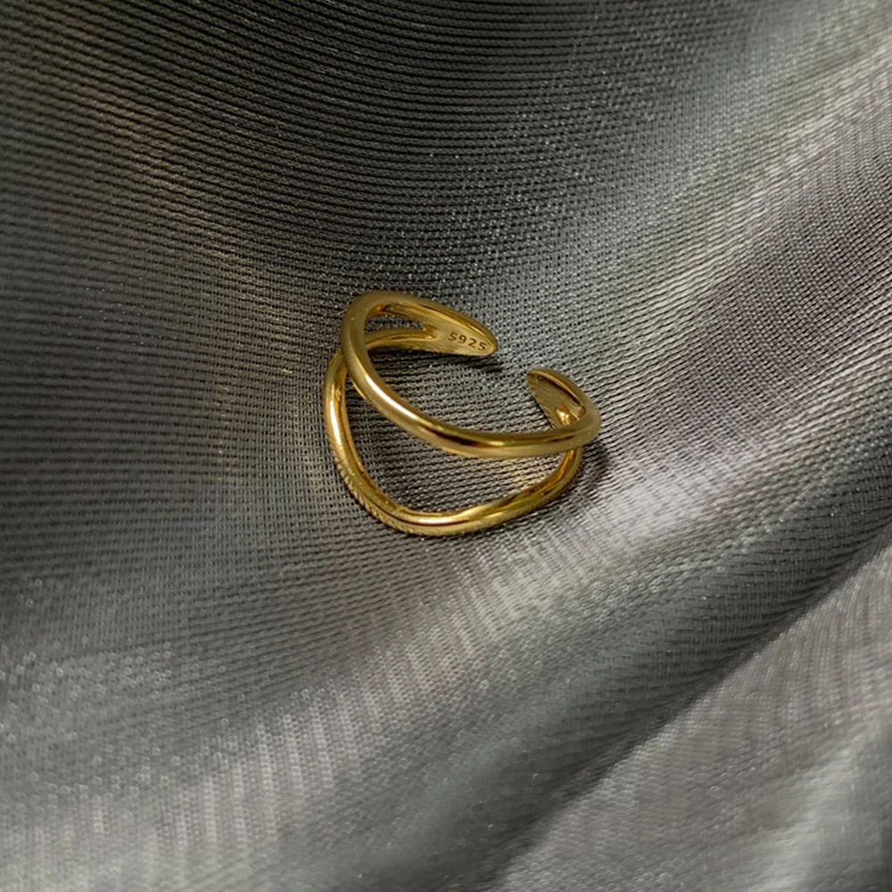 

1Pcs Fashion Punk Minimalist Twist Ring for Women Bohemia Vintage Metal Knuckle Finger Rings Jewelry Charm Gold Double-layered