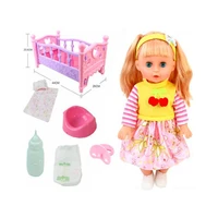 crib bed bab doll for children girls gift can talk feed bathe bebe reborn vinyl doll toys 35cm