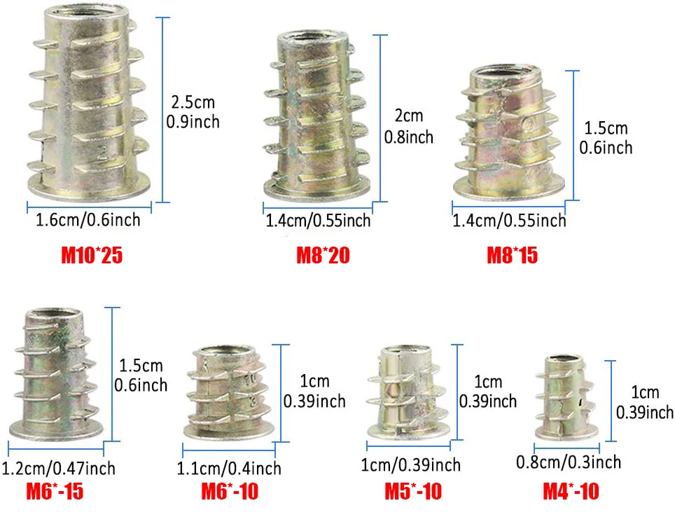110 шт. резьбовые гайки из цинкового сплава для мебели|Резьбовые вставки| |