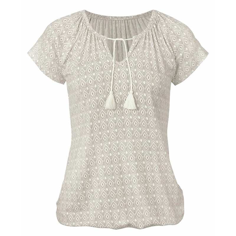 

Hot Sale Womens Popular Clothes Ladies Summer V Neck Tunic Blouse Boho Lace Up Short Sleeve Tops Soild S-2XL Casual Street 2019