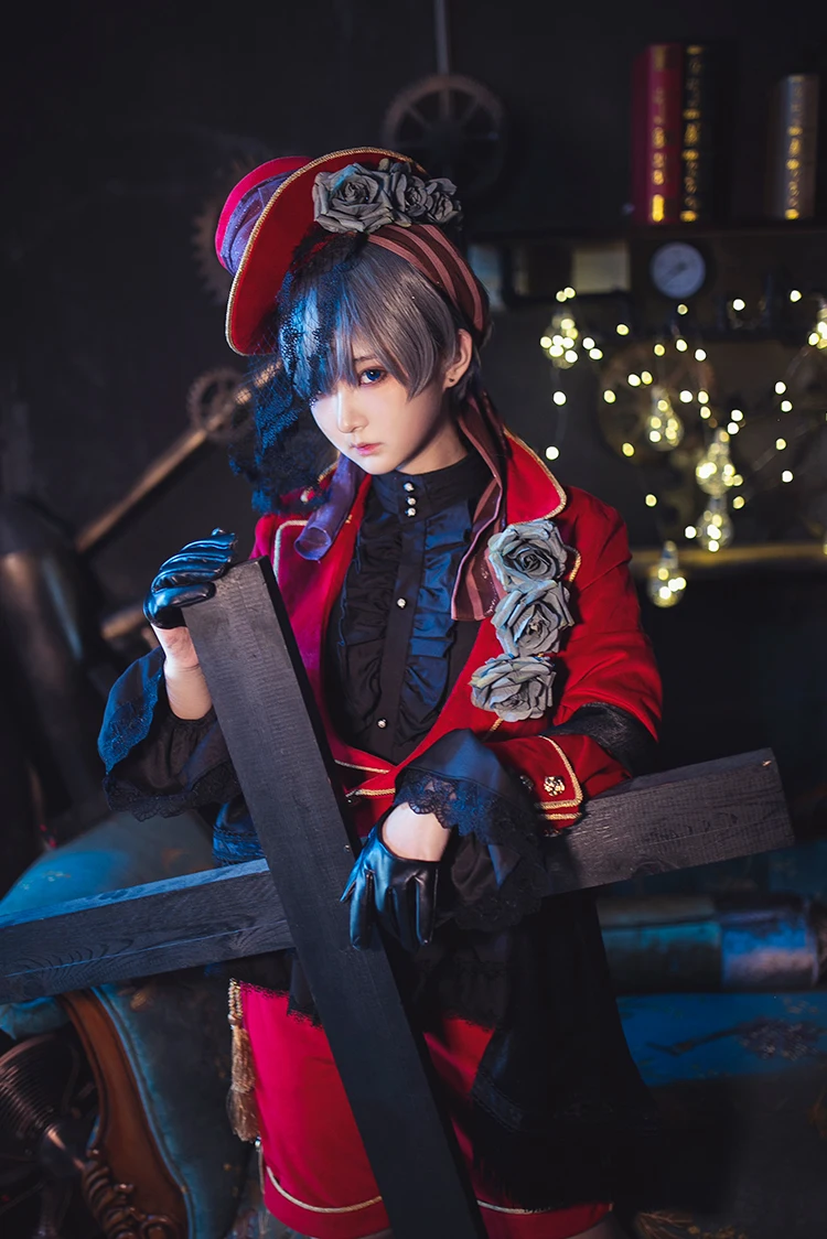 

Hot New!!Black Butler Ciel Phantomhive Rose Red cosplay costume New Cloth full set