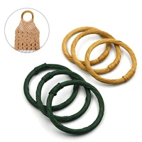 circle handle wooden rattan solid color bag handle stylish bag accessories replacement for diy making purse handbag tote parts