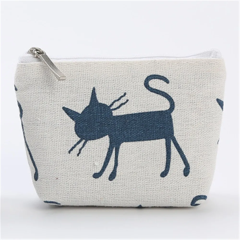 Новый корейский хлопковый и льняной Кошелек для монет тканевый кошелек с принтом