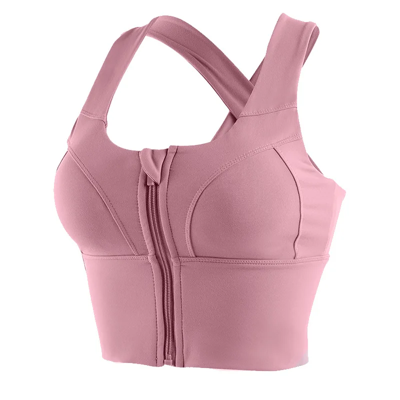 

Sports underwear women high-strength shockproof running front zipper yoga bra beautiful back fitness vest