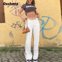 y2k streetwear fashion straight pants women 2021 hit color patchwork casual long pants summer autumn girls trousers outfits