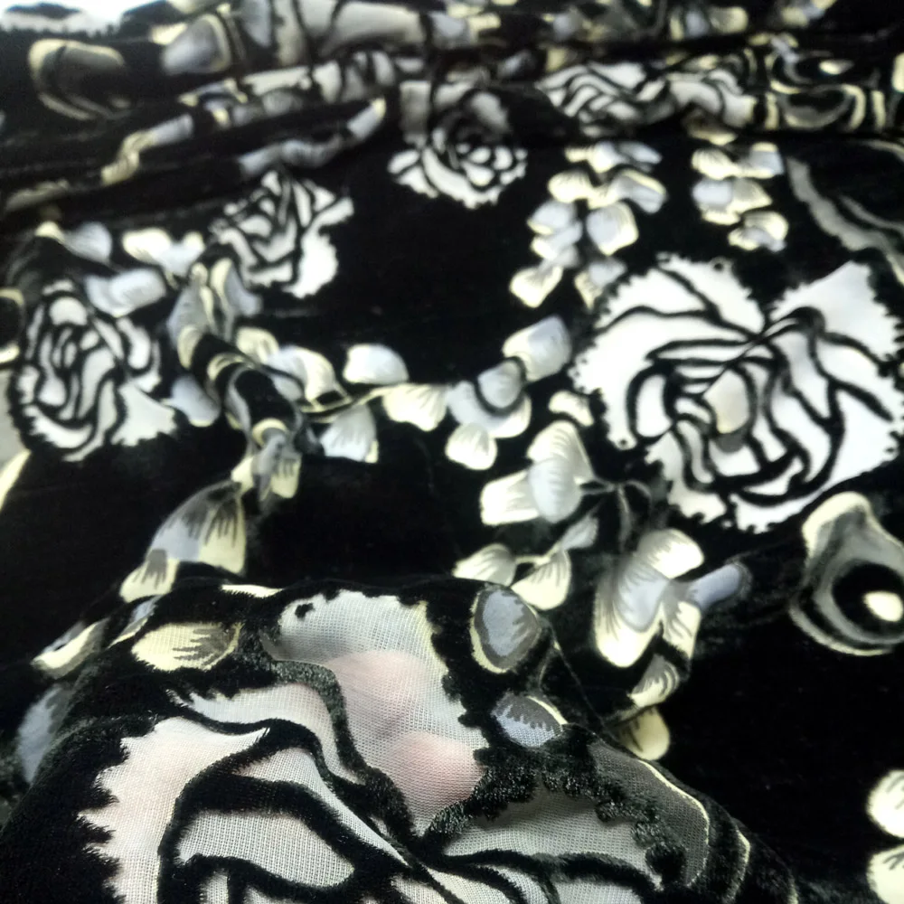 Вечерние платья из флока DIY выгорает шелк вискоза cheongsam мягкий цветок материал свадебное платье украшение материал ткань
