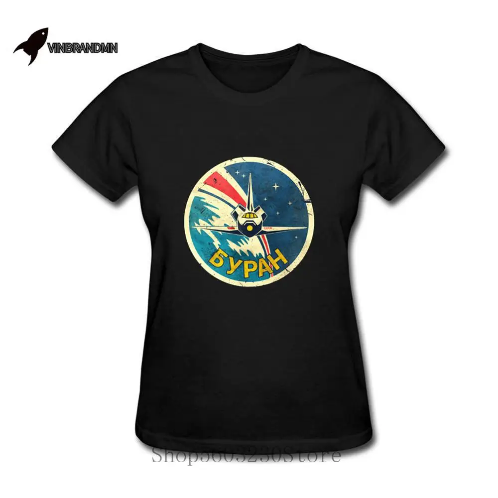 Classic Space Shuttle Emblem V01 T-Shirt Woman Vintage Russia CCCP Yuri Gagarin T shirt Soviet Exploration Program Retro TeeS | Женская