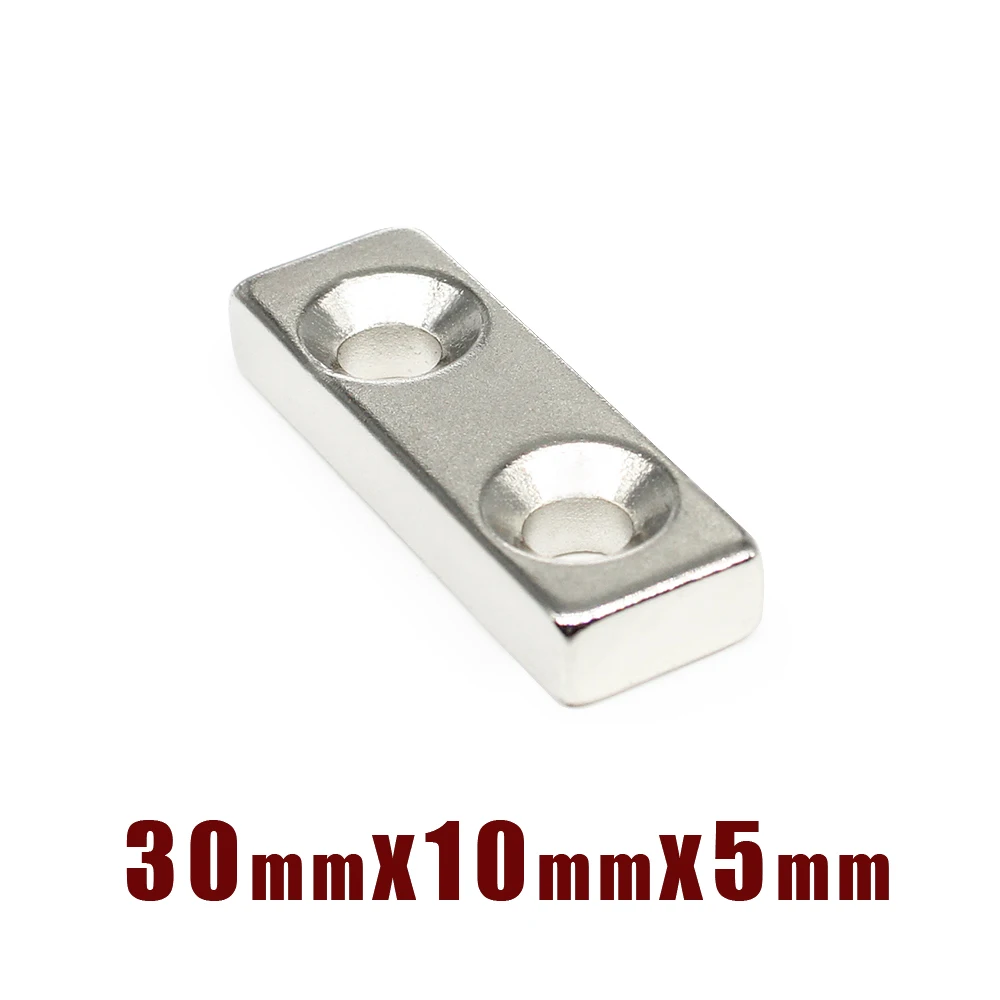 

2/5/10/15/20/50PCS 30x10x5-5mm Neodymium Magnet Countersunk Hole 5mm Block Rectangular Powerful Strong Magnetic Magnet 30*10*5-5