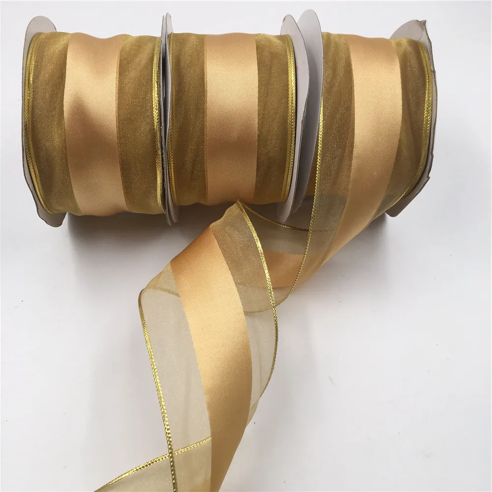 63 мм 25 ярдов лента с проволочным краем для рождества красочная платья банта