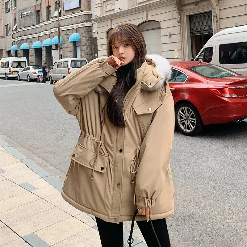 Winter Women's Fleece Jacket 2021 New Casual Thick Warm Long Clothes With Hood Zipper Parka Jacket Female Pocket Snow Coat
