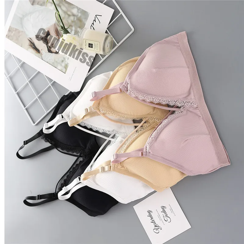 New ice silk thread wrapped chest, sexy lace beauty back no steel ring bra adjustable shoulder strap