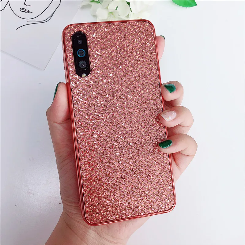 Rose Gold Мягкий пластиковый чехол с блестками чехол для samsung Galaxy A30 A50 A70 S10E S10 S9 S8 плюс S7 край A3 A5 J3 J4 J5 J6 J7 A6 A8 плюс A7 крышка - Цвет: Rose Gold
