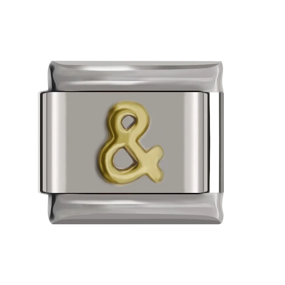 Gold Symbol Hapiship 9 мм ширина Маргаритка Сердце цветок бабочка крест зеленый браслет с итальянскими подвесками нержавеющая сталь ювелирных изделий DJ01 - Окраска металла: Gold Symbol