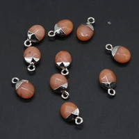 4pc hot selling natural faceted oblate semi precious stones fashion sunstone pendant diy jewelry accessories 8x13mm