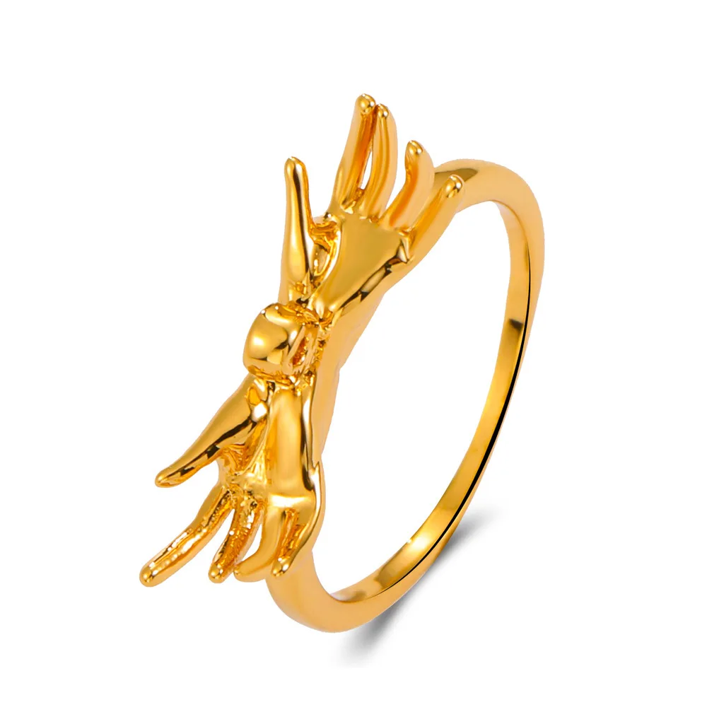 

Creative hug hand ring retro simple zircon love couple ring bracelet female