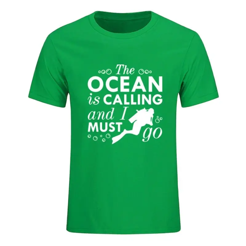 Мужская футболка с коротким рукавом Humor The Ocean Is call and I Must Go забавная аквалангом