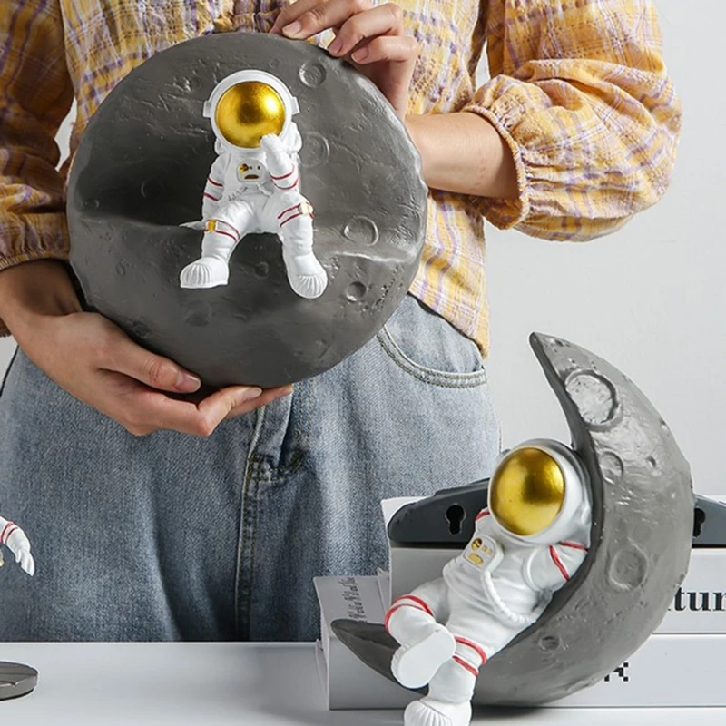 Скандинавская креативная 3D статуэтка астронавта и Луны из смолы подвесная